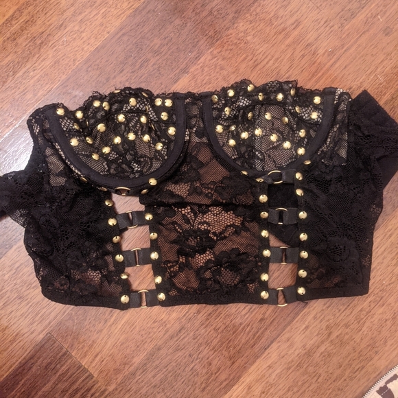 Nwot SAMPLE cut out sample studded corset bustier 34b - Picture 7 of 7